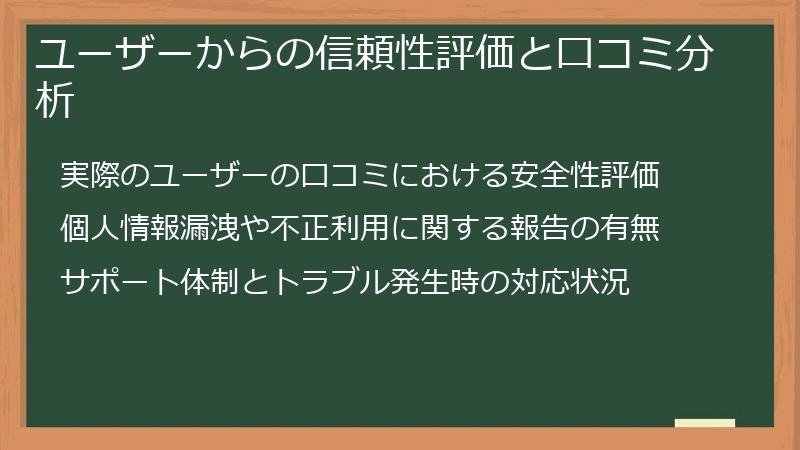 ユーザーからの信頼性評価と口コミ分析