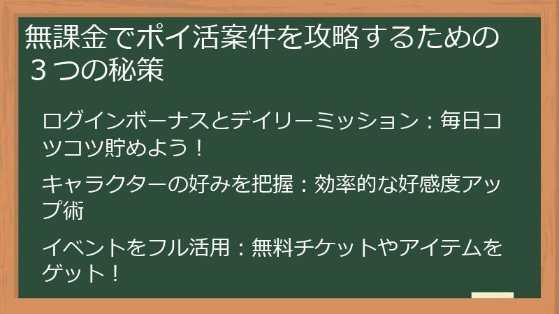 無課金でポイ活案件を攻略するための３つの秘策
