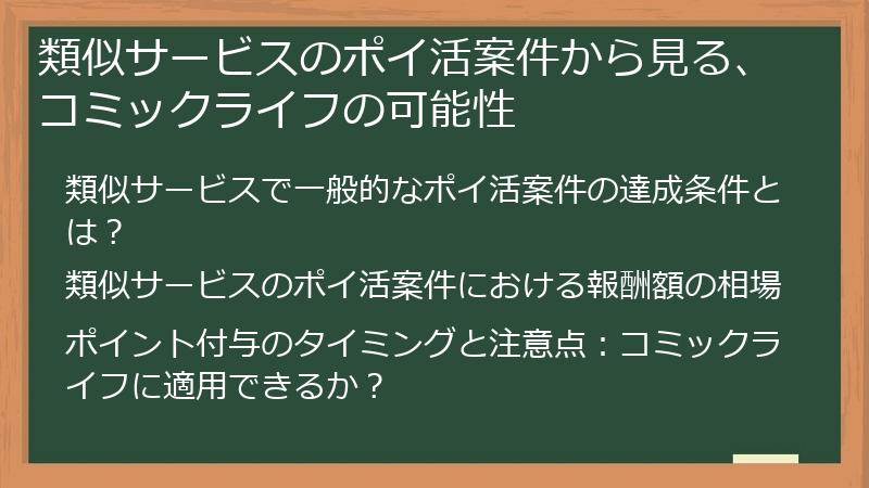 類似サービスのポイ活案件から見る、コミックライフの可能性