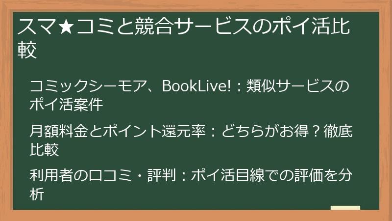 スマ★コミと競合サービスのポイ活比較