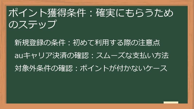 ポイント獲得条件：確実にもらうためのステップ