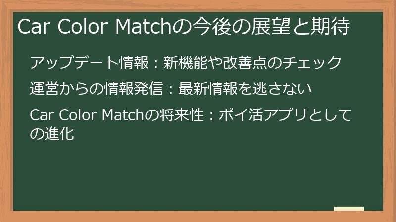 Car Color Matchの今後の展望と期待