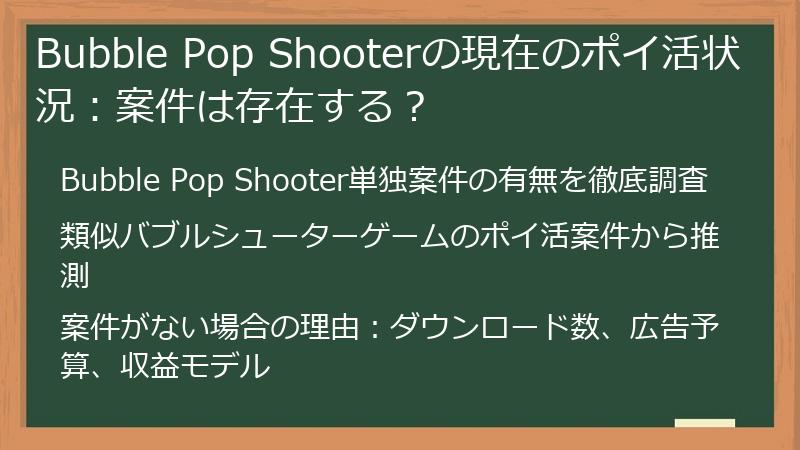 Bubble Pop Shooterの現在のポイ活状況：案件は存在する？