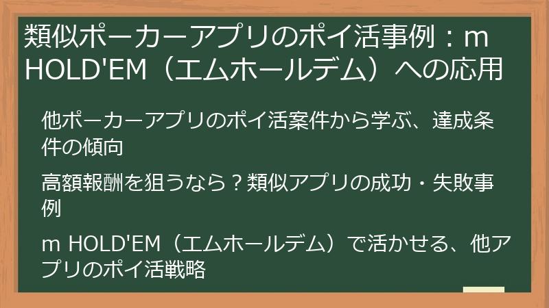 類似ポーカーアプリのポイ活事例:m HOLD'EM(エムホールデム)への応用