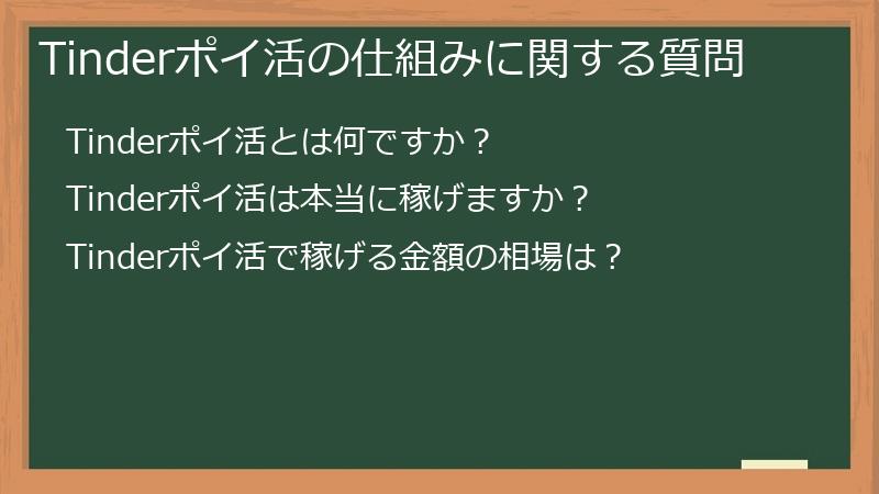 Tinderポイ活の仕組みに関する質問