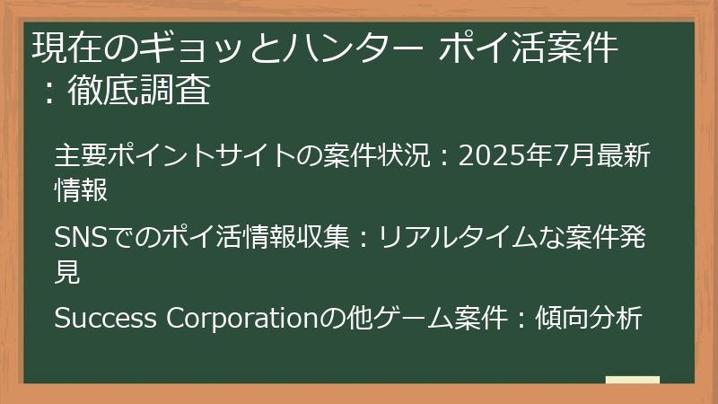 現在のギョッとハンター ポイ活案件：徹底調査