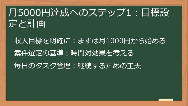 月5000円達成へのステップ1：目標設定と計画