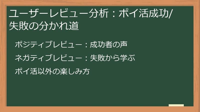 ユーザーレビュー分析:ポイ活成功/失敗の分かれ道