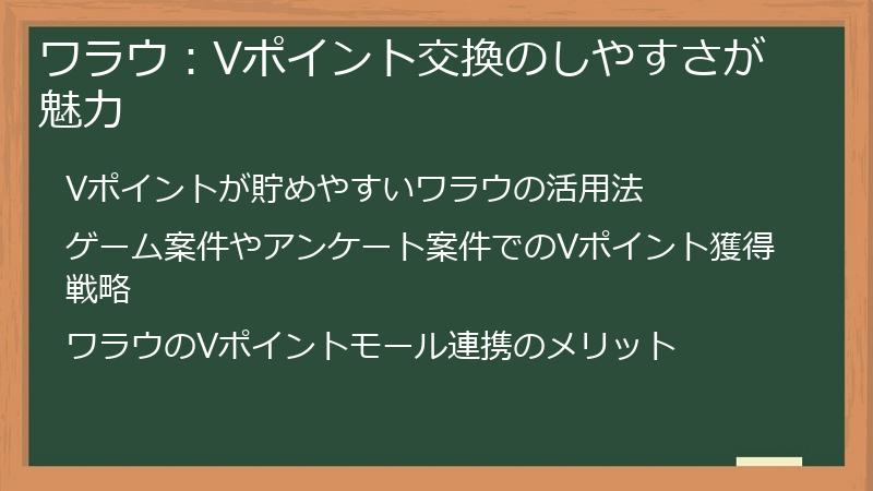 ワラウ：Vポイント交換のしやすさが魅力