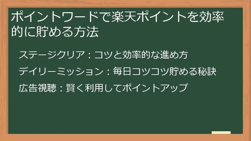 ポイントワードで楽天ポイントを効率的に貯める方法