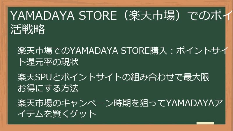 YAMADAYA STORE（楽天市場）でのポイ活戦略