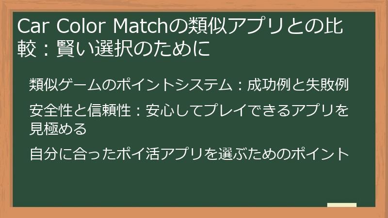Car Color Matchの類似アプリとの比較：賢い選択のために
