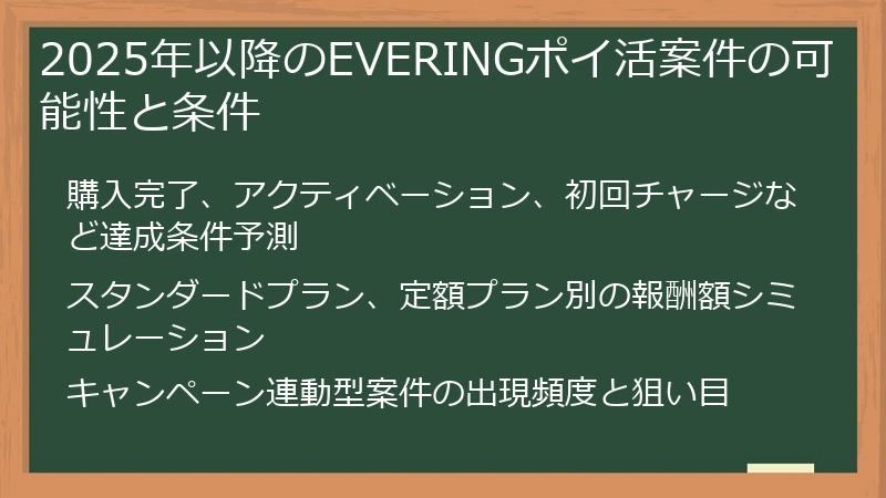 2025年以降のEVERINGポイ活案件の可能性と条件