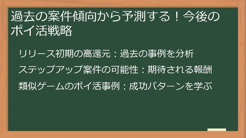 過去の案件傾向から予測する!今後のポイ活戦略