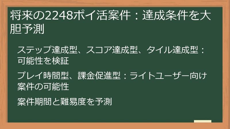 将来の2248ポイ活案件：達成条件を大胆予測
