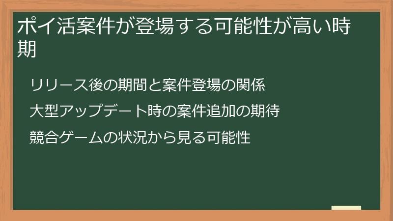 ポイ活案件が登場する可能性が高い時期