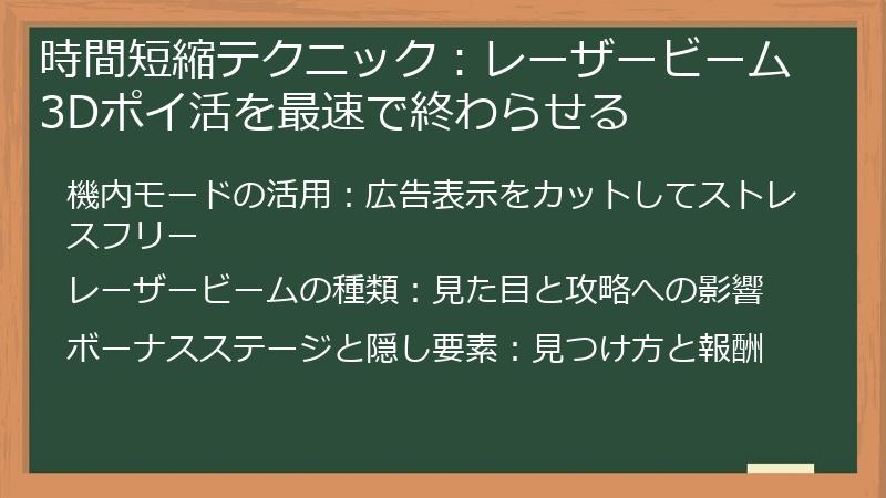 時間短縮テクニック：レーザービーム3Dポイ活を最速で終わらせる