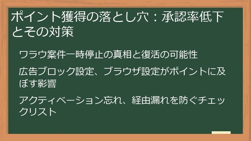 ポイント獲得の落とし穴：承認率低下とその対策