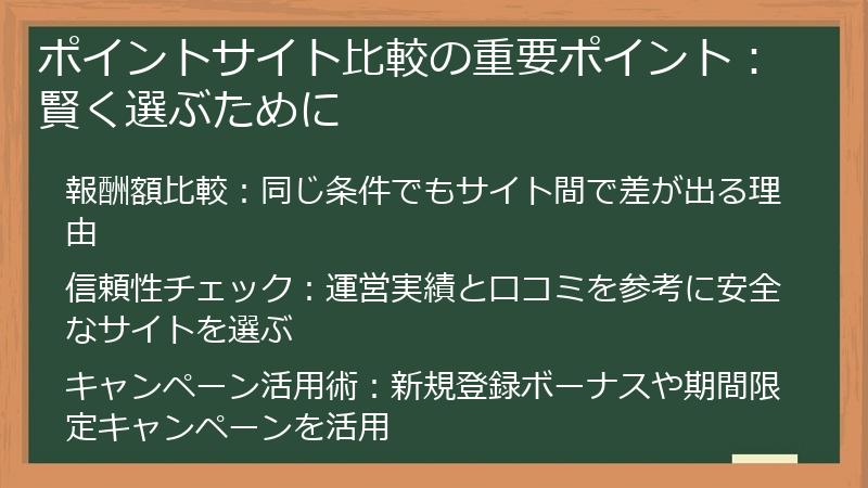 ポイントサイト比較の重要ポイント：賢く選ぶために
