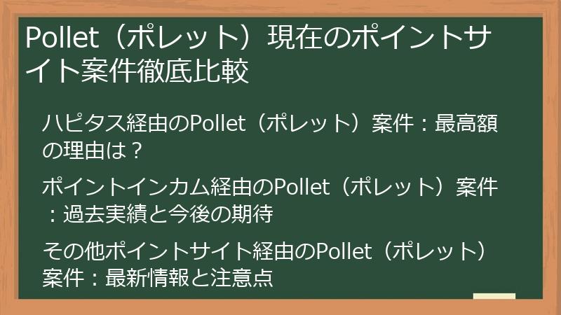 Pollet（ポレット）現在のポイントサイト案件徹底比較