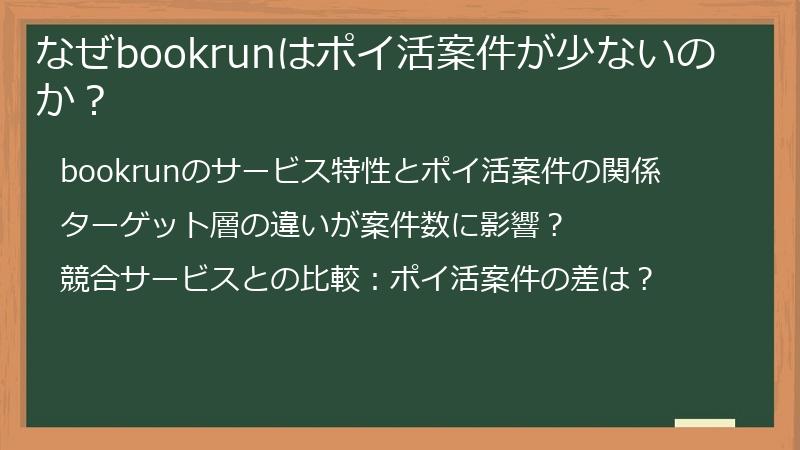 なぜbookrunはポイ活案件が少ないのか？