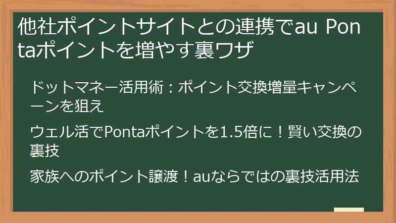他社ポイントサイトとの連携でau Pontaポイントを増やす裏ワザ