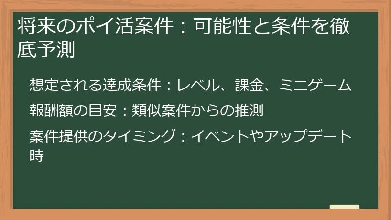 将来のポイ活案件：可能性と条件を徹底予測