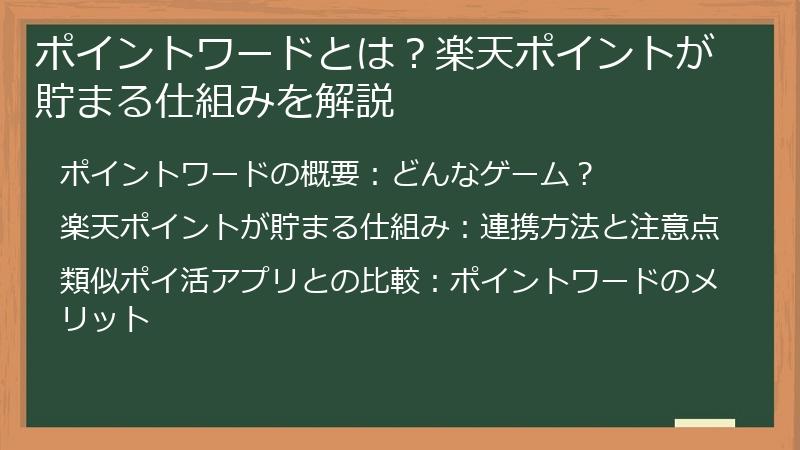 ポイントワードとは？楽天ポイントが貯まる仕組みを解説