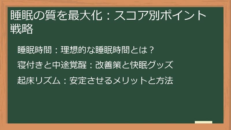 睡眠の質を最大化：スコア別ポイント戦略