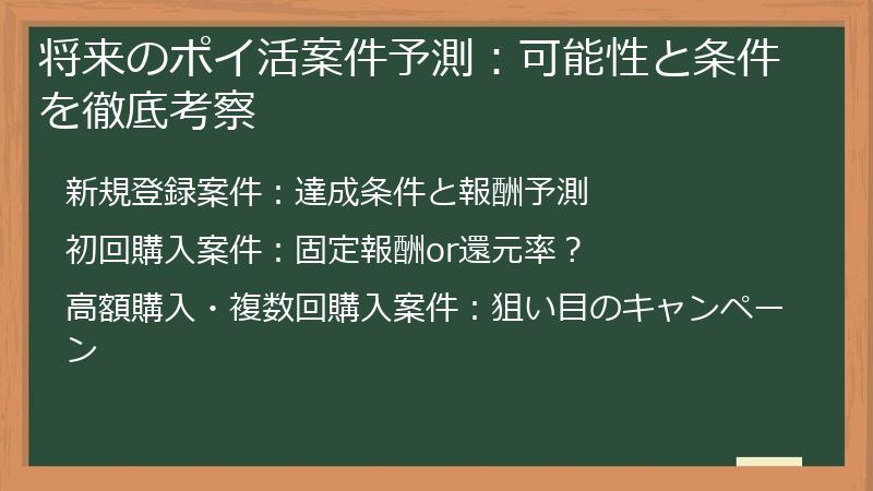 将来のポイ活案件予測：可能性と条件を徹底考察