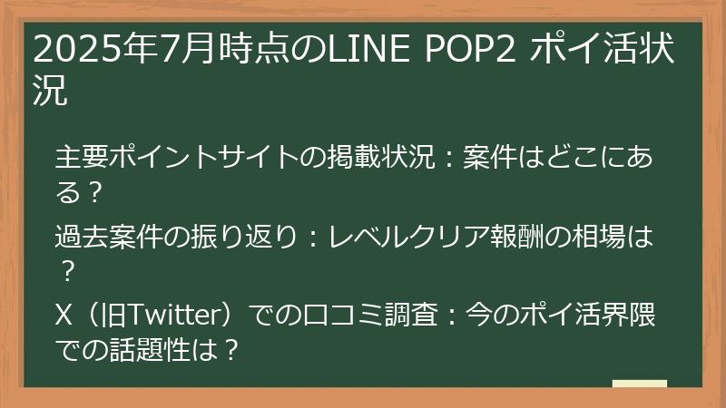 2025年7月時点のLINE POP2 ポイ活状況