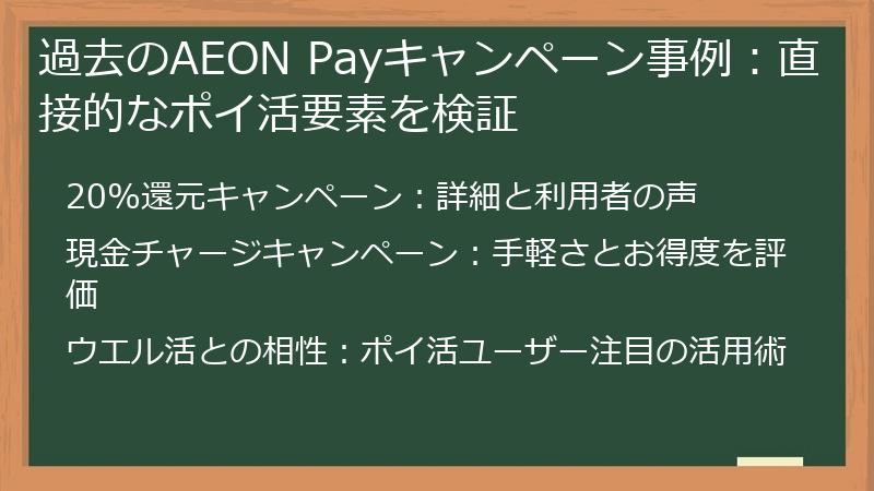 過去のAEON Payキャンペーン事例：直接的なポイ活要素を検証