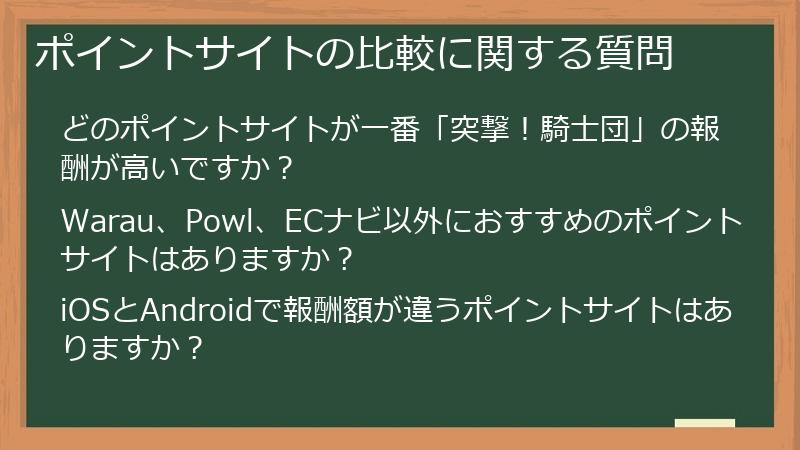 ポイントサイトの比較に関する質問