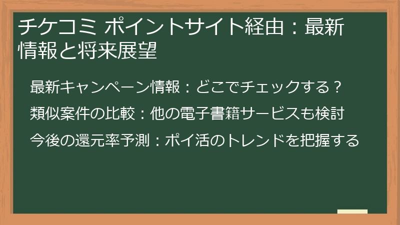チケコミ ポイントサイト経由:最新情報と将来展望