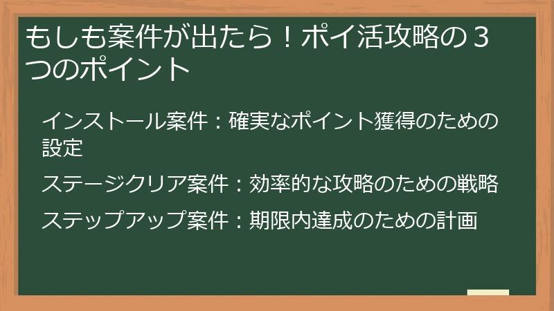 もしも案件が出たら！ポイ活攻略の３つのポイント