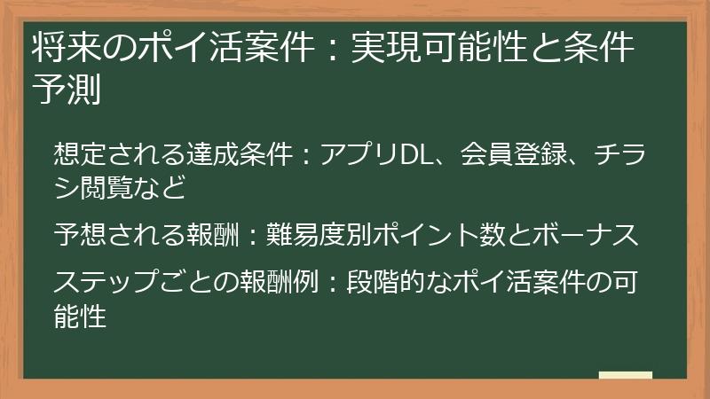 将来のポイ活案件：実現可能性と条件予測