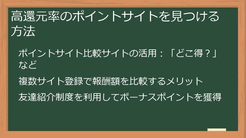 高還元率のポイントサイトを見つける方法