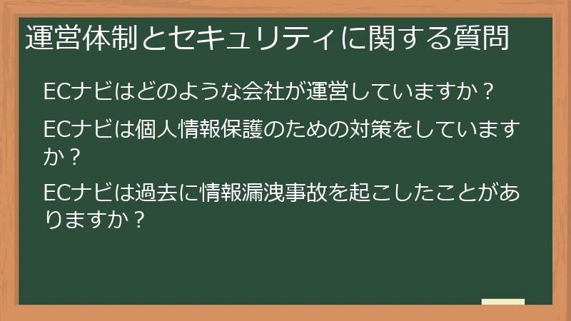 運営体制とセキュリティに関する質問
