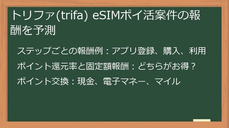 トリファ(trifa) eSIMポイ活案件の報酬を予測
