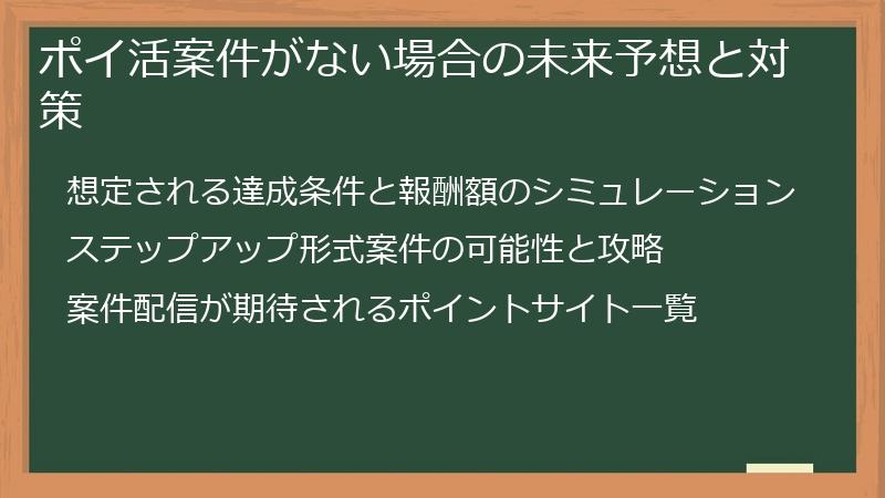 ポイ活案件がない場合の未来予想と対策