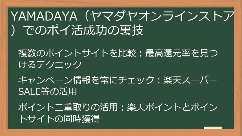 YAMADAYA（ヤマダヤオンラインストア）でのポイ活成功の裏技