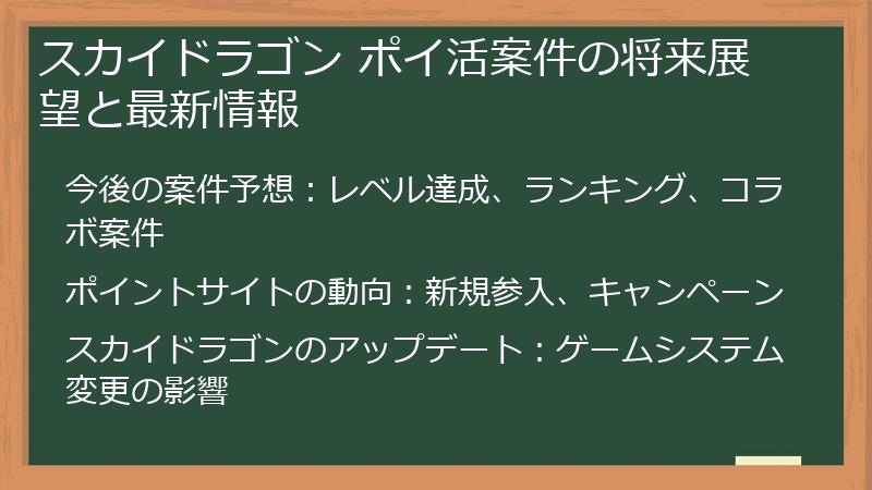 スカイドラゴン ポイ活案件の将来展望と最新情報