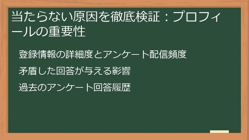 当たらない原因を徹底検証：プロフィールの重要性