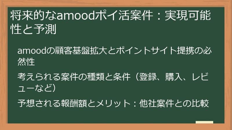 将来的なamoodポイ活案件：実現可能性と予測