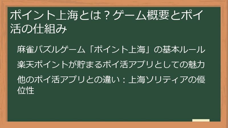 ポイント上海とは？ゲーム概要とポイ活の仕組み