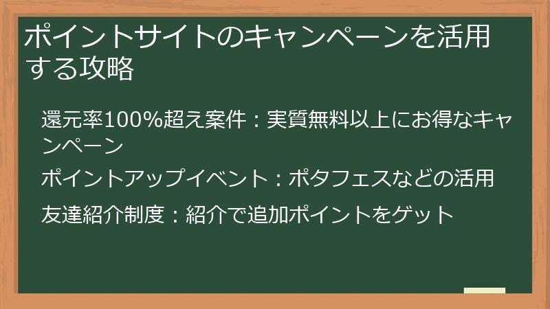 ポイントサイトのキャンペーンを活用する攻略
