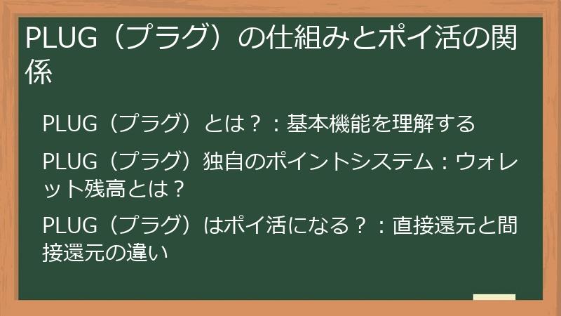 PLUG（プラグ）の仕組みとポイ活の関係