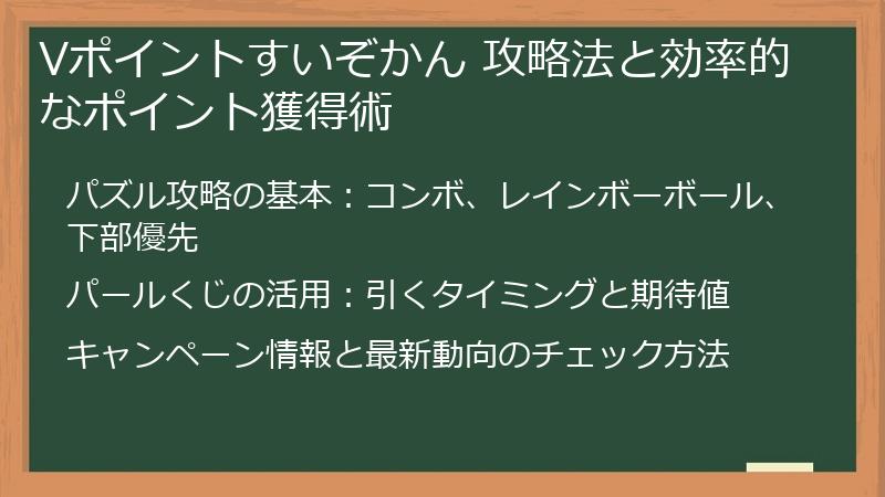 Vポイントすいぞかん 攻略法と効率的なポイント獲得術