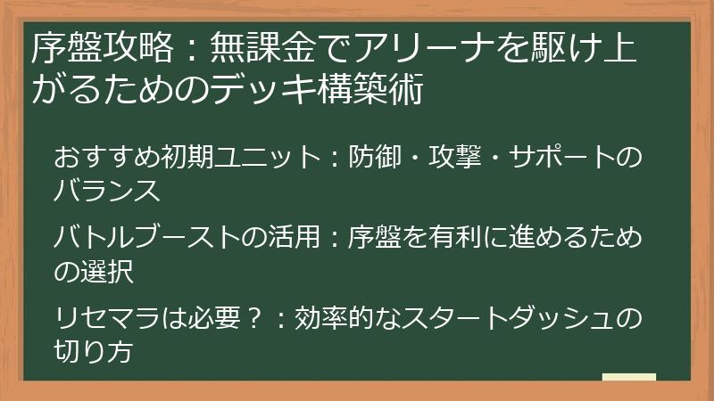 序盤攻略:無課金でアリーナを駆け上がるためのデッキ構築術