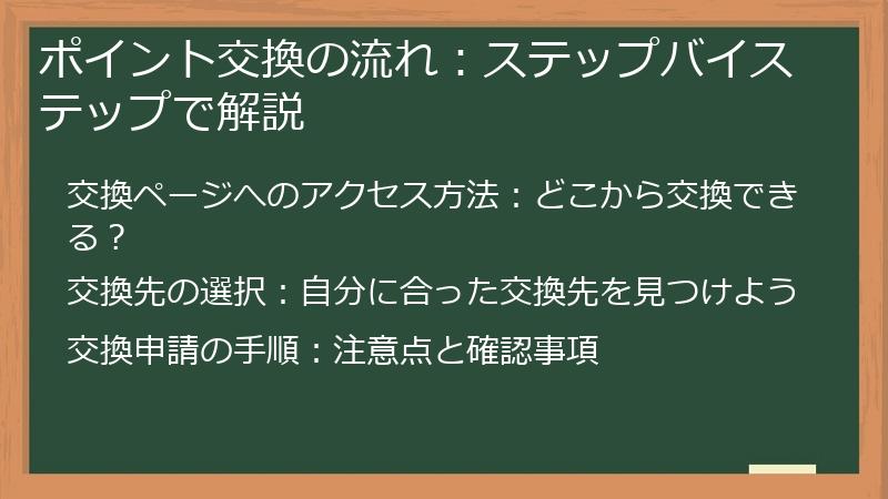 ポイント交換の流れ：ステップバイステップで解説